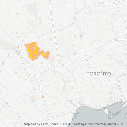 Bedrijfsconcentratie in Postcode M9V - Etobicoke West Mall, Ontario