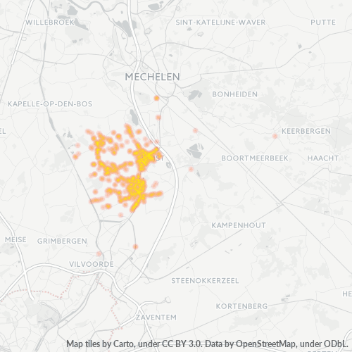 Bedrijfsconcentratie in Postcode 1980 - Zemst, Vlaanderen