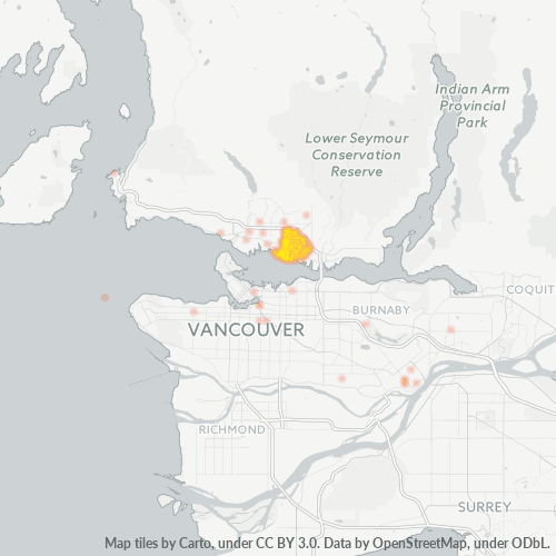 Bedrijfsconcentratie in Postcode V7L - North Vancouver, Brits-Columbia