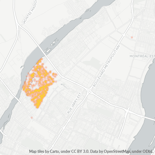 Bedrijfsconcentratie in Postcode H1G - Montreal (Canada)