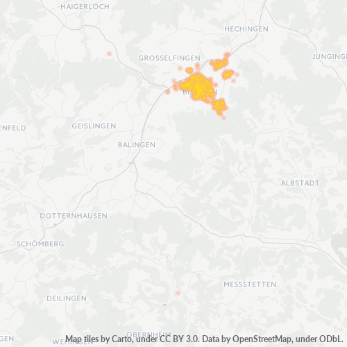 Konsentrasi Perniagaan di Poskod 72406 - Bisingen, Baden-Württemberg