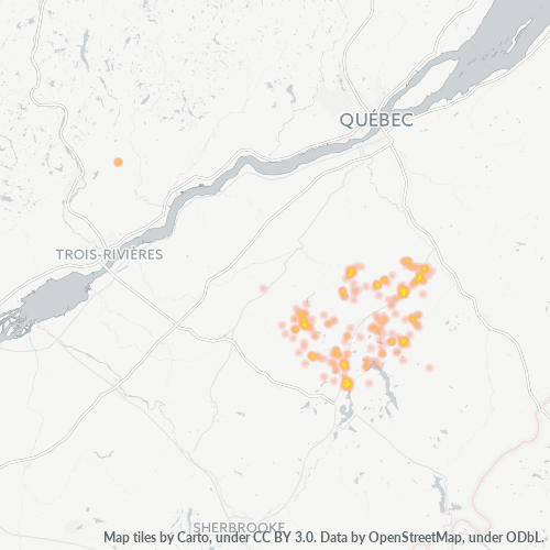 Liiketoiminnan keskittymä kohteessa Postinumero G0N - Quebec