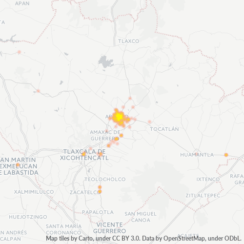 Verksamhetskoncentration i Postnummer 90300 - Apizaco, Tlaxcala (delstat)