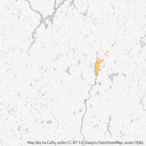 Bedrijfsconcentratie in Postcode G9X - La Tuque, Quebec (provincie)