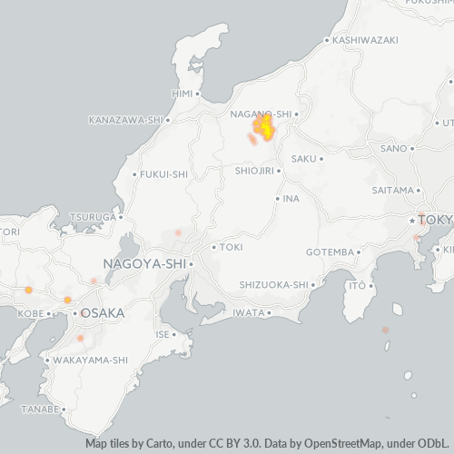 Bedrijfsconcentratie in Postcode 398 - Nagano (prefectuur)
