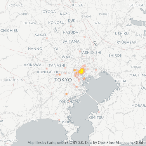 Bedrijfsconcentratie in Postcode 100 - Minamisenju, Tokyo Prefecture