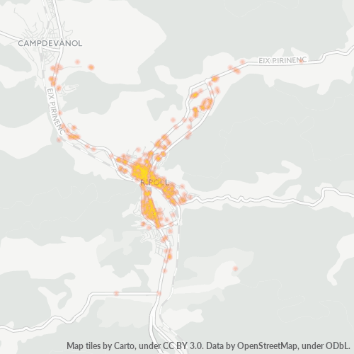 Bedrijfsconcentratie in Postcode 17500 - Ripoll, Catalonië