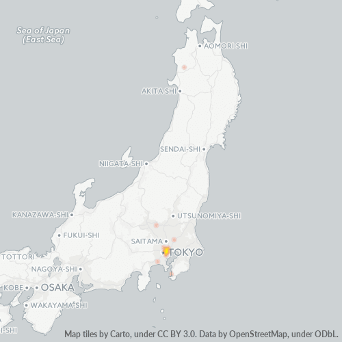 Bedrijfsconcentratie in Postcode 152 - Minamisenju, Tokyo Prefecture