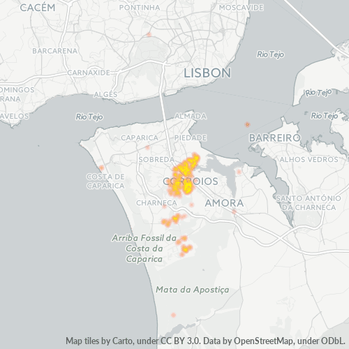 Dami ng Negosyo sa Postal Code 2855 - Corroios, Distrito de Setúbal