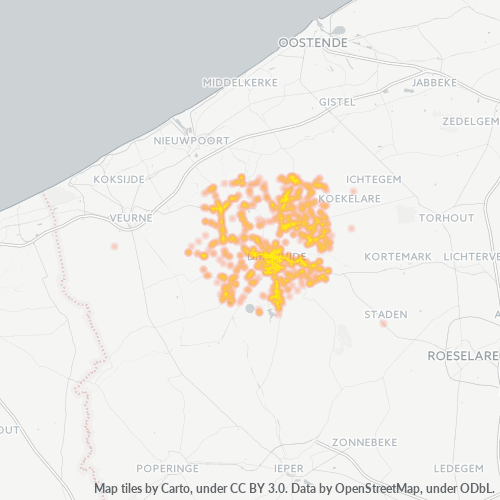 Bedrijfsconcentratie in Postcode 8600 - Pervijze, Vlaanderen