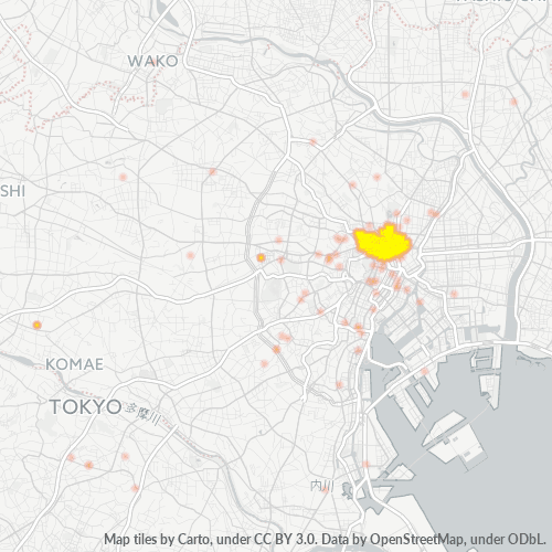 Bedrijfsconcentratie in Postcode 101 - Minamisenju, Tokyo Prefecture