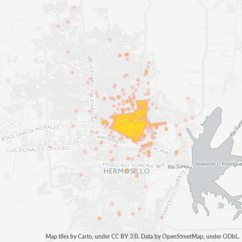 Geschäftskonzentration in Postleitzahl 83190 - Hermosillo, Sonora (Bundesstaat)