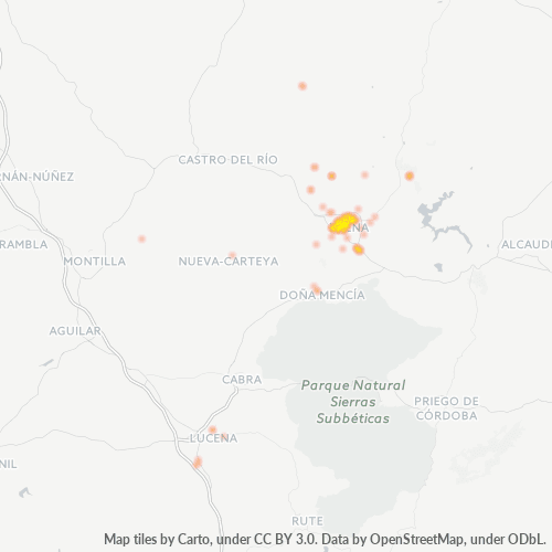 Bedrijfsconcentratie in Postcode 14850 - Baena, Andalusië