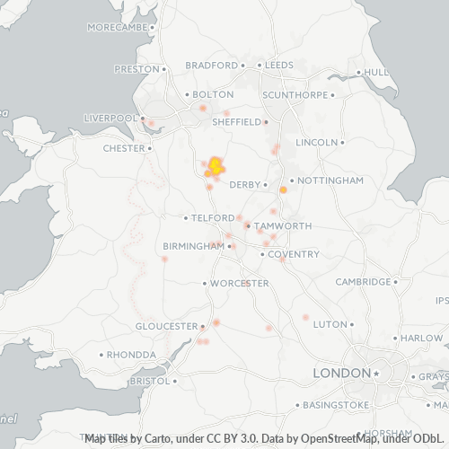 Concentració d'empreses a Codi Postal ST9 - Stoke-on-Trent, Anglaterra