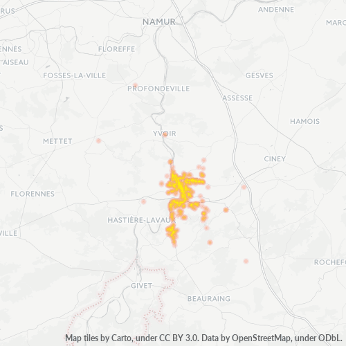 Bedrijfsconcentratie in Postcode 5500 - Dinant, Wallonië