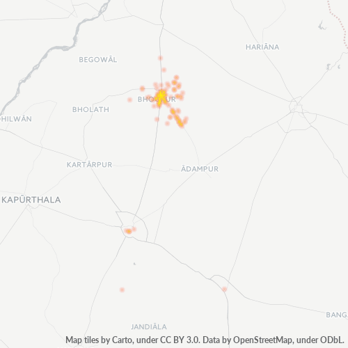 Bedrijfsconcentratie in Postcode 144201 - Bhogpur, Punjab (India)