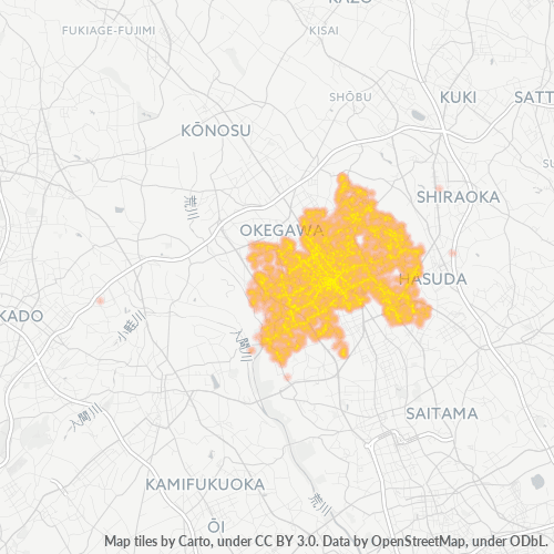 Bedrijfsconcentratie in Postcode 362 - Saitama (prefectuur)