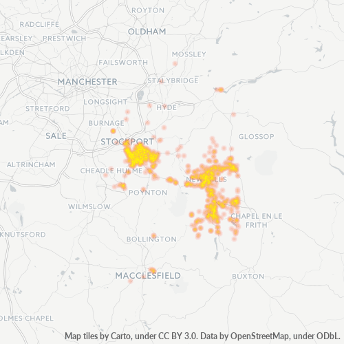 Concentrarea activității în Cod Postal SK2 - Stockport, Anglia