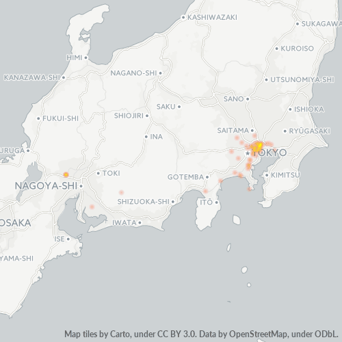 Bedrijfsconcentratie in Postcode 111 - Tokyo Prefecture