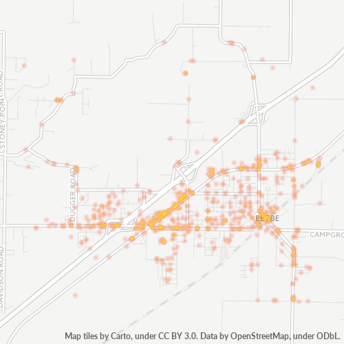 Bedrijfsconcentratie in Postcode 72012 - Beebe, Arkansas (staat)