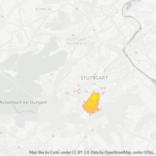 Bedrijfsconcentratie in Postcode 70180 - Stuttgart, Baden-Württemberg