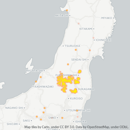 Bedrijfsconcentratie in Postcode 969 - Fukushima (prefectuur)
