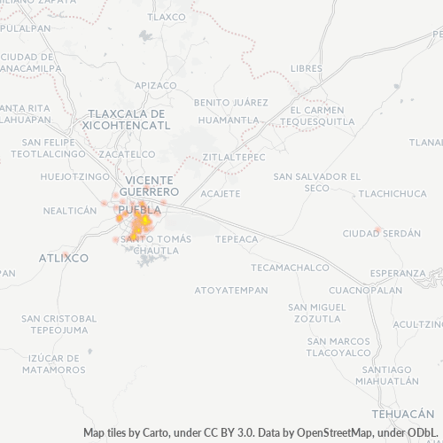 Verksamhetskoncentration i Postnummer 72520 - Galaxia la Calera, Puebla (delstat)