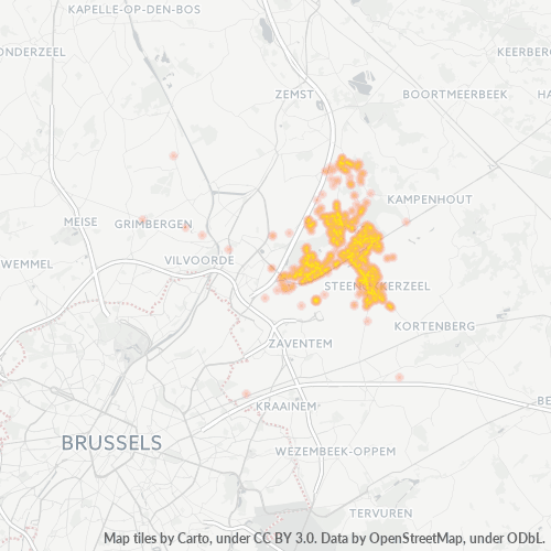 Bedrijfsconcentratie in Postcode 1820 - Perk, Vlaanderen