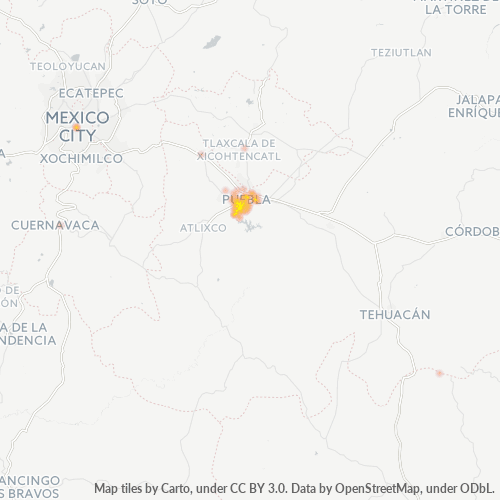 Verksamhetskoncentration i Postnummer 72450 - Puebla, Puebla (delstat)