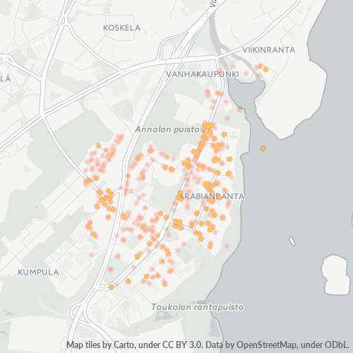 Bedrijfsconcentratie in Postcode 00560 - Vallila, Uusimaa (regio)