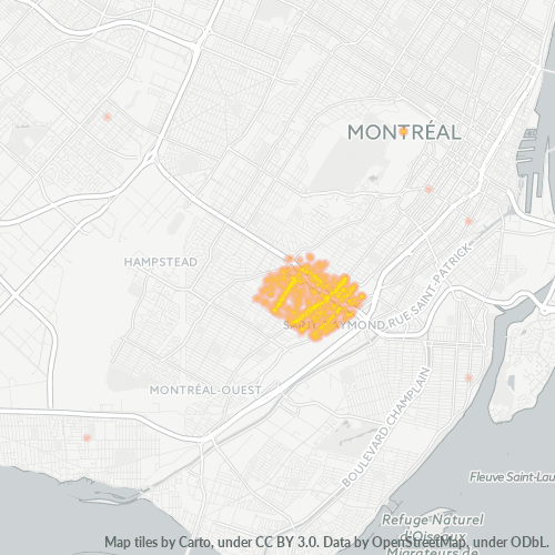 Concentration d'activités en/à/au/aux Code Postal H4A - Montréal, Québec