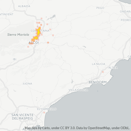 Bedrijfsconcentratie in Postcode 03820 - Cocentaina, Valencia (autonome gemeenschap)
