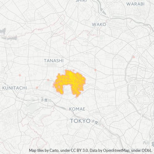 Bedrijfsconcentratie in Postcode 181 - Tokyo Prefecture