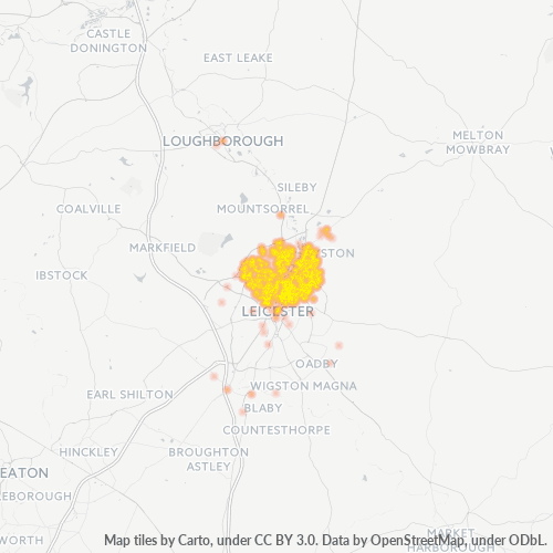 Concentració d'empreses a Codi Postal LE4 - Leicester, Anglaterra