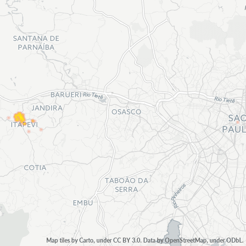 Bedrijfsconcentratie in Postcode 06694-000 - Itapevi, São Paulo (staat)
