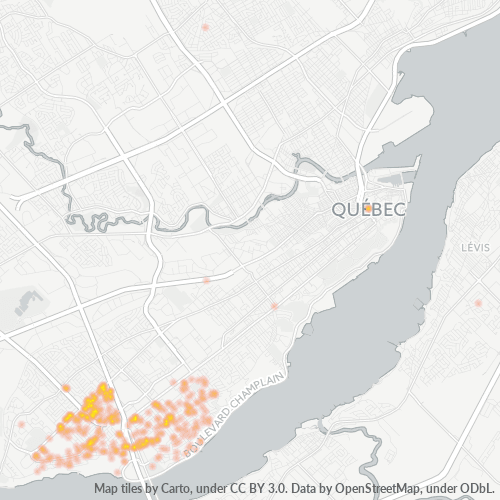 Bedrijfsconcentratie in Postcode G1W - Quebec (stad)