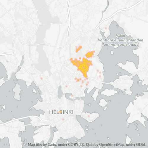 Bedrijfsconcentratie in Postcode 00550 - Vallila, Uusimaa (regio)
