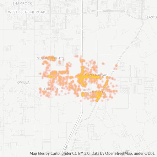 Verksamhetskoncentration i Postnummer 75154 - Red Oak, Texas