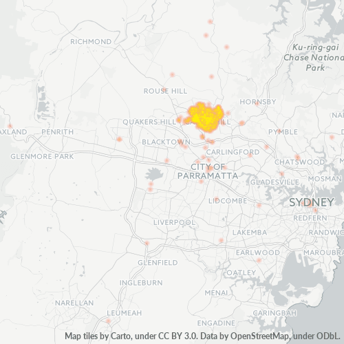 Dami ng Negosyo sa Postal Code 2154 - Castle Hill, New South Wales