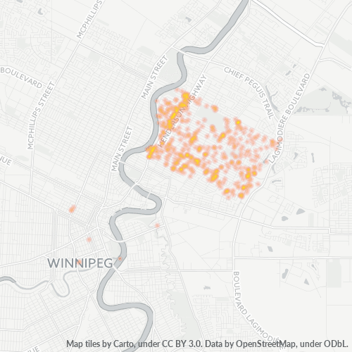 Bedrijfsconcentratie in Postcode R2K - Winnipeg, Manitoba