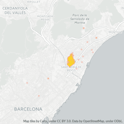Bedrijfsconcentratie in Postcode 08913 - Badalona, Catalonië