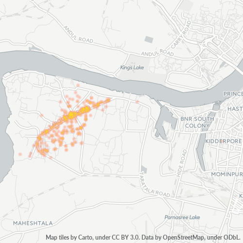 Bedrijfsconcentratie in Postcode 700018 - Calcutta, West-Bengalen