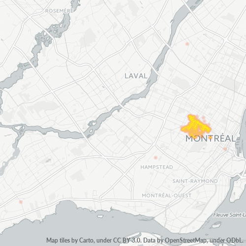 Bedrijfsconcentratie in Postcode H2V - Montreal (Canada)