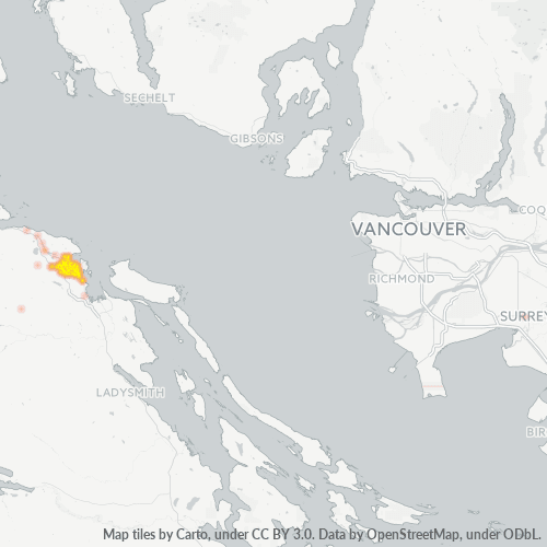 Bedrijfsconcentratie in Postcode V9S - Nanaimo, Brits-Columbia