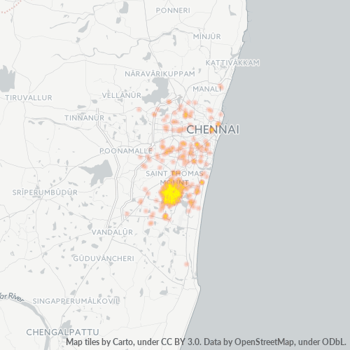 Bedrijfsconcentratie in Postcode 600091 - Madippakkam, Tamil Nadu