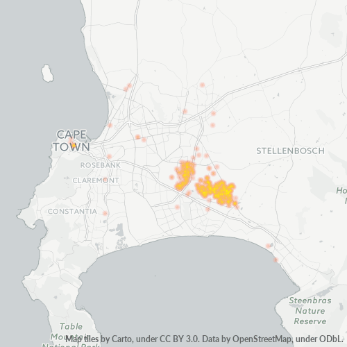 Bedrijfsconcentratie in Postcode 7100 - Kaapstad, West-Kaap