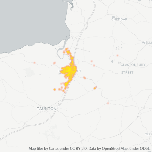 Verksamhetskoncentration i Postnummer TA6 - Bridgwater, England