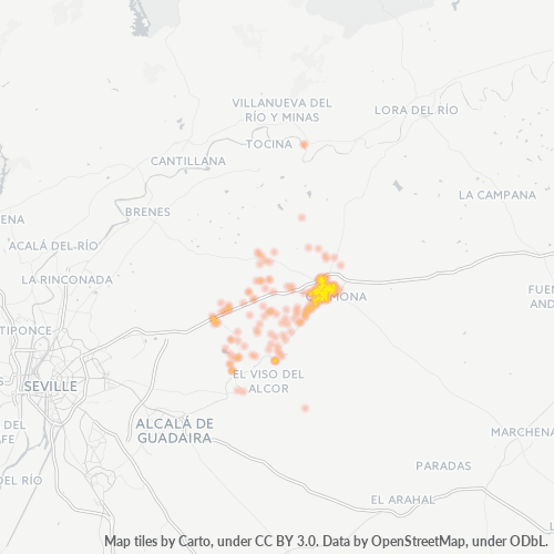 Bedrijfsconcentratie in Postcode 41410 - Spanje