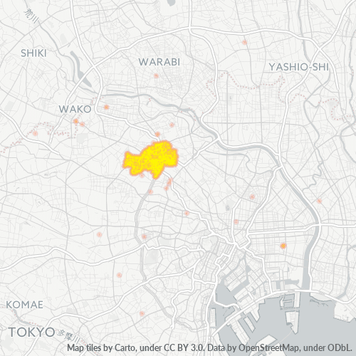 Bedrijfsconcentratie in Postcode 173 - Minamisenju, Tokyo Prefecture