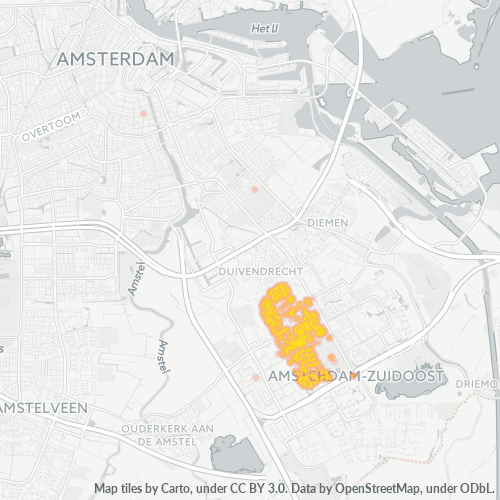 Dami ng Negosyo sa Postal Code 1102 - Amsterdam, Provincie Noord-Holland